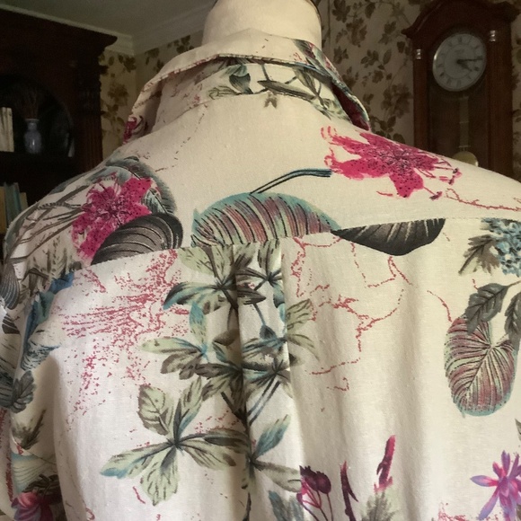 Women Floral Cotton Blend Button Down Maxi Shirt Dress Size L - Picture 4 of 6